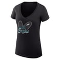 thumbnail image 2 of Women's G-III 4Her by Carl Banks Black Philadelphia Eagles Super-Slim Fit Lightweight Leopard Heart V-Neck T-Shirt, 2 of 3