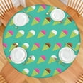 thumbnail image 2 of Dessert-Themed Round Fitted Tablecloth Colorful Ice Cream & Sweet Treats Pattern, Waterproof Elastic Edge Cover for Windproof Outdoor & Indoor Use, 2 of 5