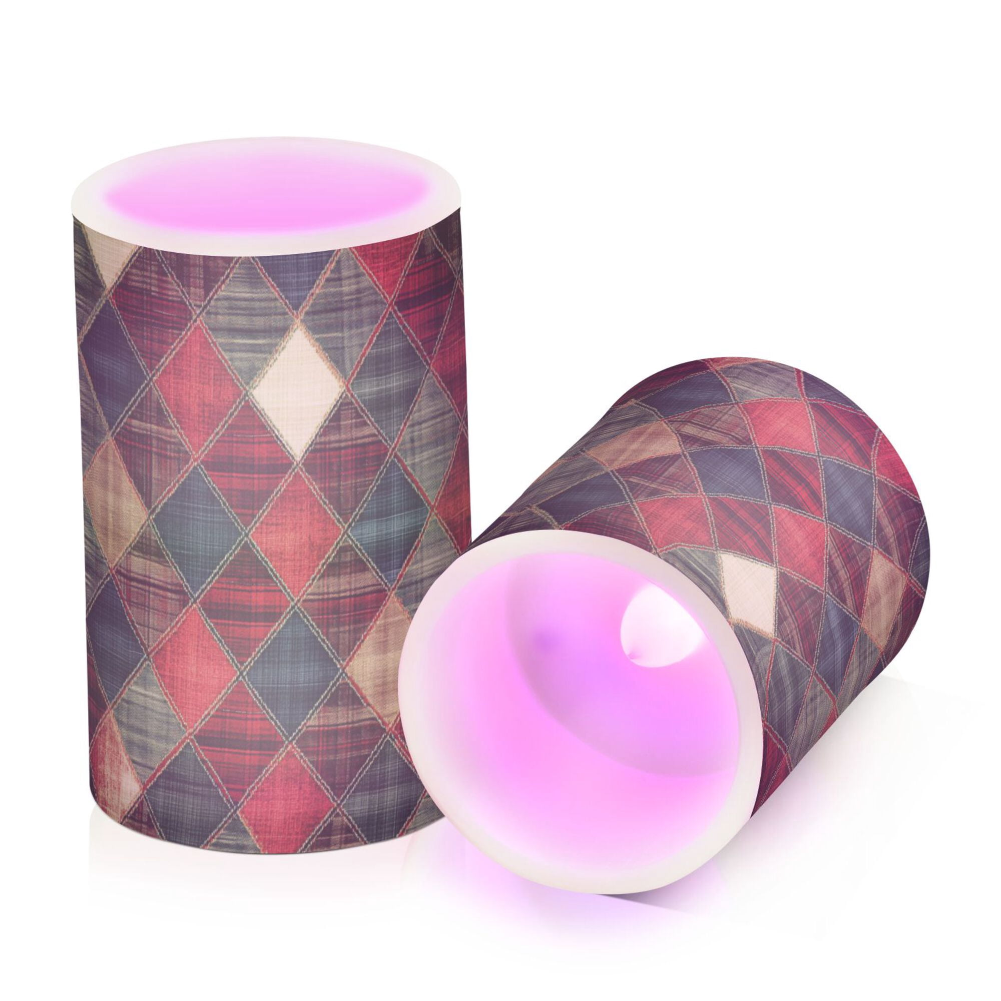 Yayeee Flameless Candles with Remote Flickering Battery Operated Multi Color Changing, Dark Tartan Pattern