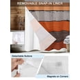 thumbnail image 3 of No Hook Cloth Fabric Shower Curtain with Snap in Liner, Orange Wooden Waterproof Shower Curtains Set with See Through Top Window, Grey Stripe Gradient Country Rustic Grain Bath Curtains 60"x72", 3 of 6