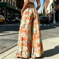 thumbnail image 3 of Iyufng Tropical Printed Wide Leg Pants for Women, High Waisted Drawstring Relaxed Fit Beach Pants with Side Pockets, 3 of 5