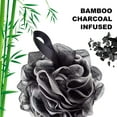 thumbnail image 2 of Loofah Back Scrubber, Bamboo Charcoal Infused Shower Scrubber, Bath-Sponge, Exfoliating Lufa Body Scrubber for Men & Women, Includes 1 Loofah on a Stick, 1 Luffa Pouf, 2 of 7