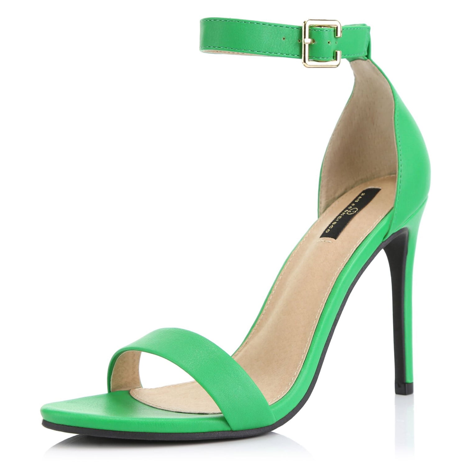 green mid heel sandals