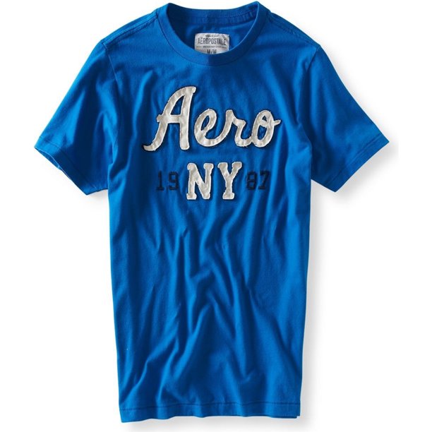 Aeropostale - Camiseta gráfica para hombre 19 Ny 87, azul, pequeña