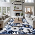 thumbnail image 4 of Blue Flower Large Area Rugs for Bedroom Living Room, Soft Non Slip Carpet Bedside Rug, Vintage Ink Rose Floral Spring Botanical Rectangular Floor Cover Kitchen Accent Rug 5'x8' for Dining Room/Office, 4 of 9