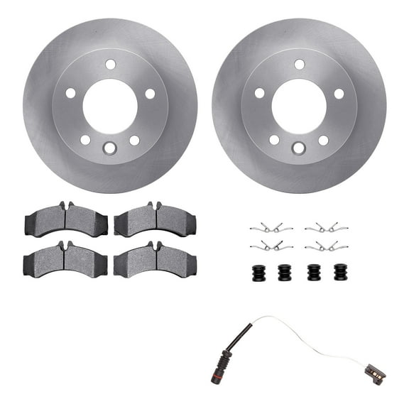 Dynamic Friction Company Front Brake Rotors with Heavy Duty Brake Pads includes Sensor and Hardware 6222-40024