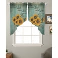 thumbnail image 2 of Vintage Sunflower Swag Valances for Windows, Teal Retro Summer Botanical Floral Rod Pocket Sheer Valances for Large Windows, Swag Toppers Light Filtering for Kitchen Living Room 2 Panels 36''x45'', 2 of 6