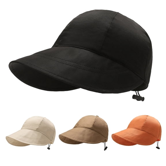 Summer Sun Hat Quick Drying Large Brim Hat Adjustable Hood Sun Hat For Women Outerwear Beach Hat Visor Cap for Women Orange One Size