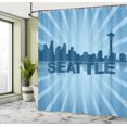 thumbnail image 4 of Ambesonne Seattle Skyline Shower Curtain, Shadowy Silhouette, 69"Wx70"L, Sky Blue and Dark Blue, 4 of 4