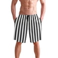 thumbnail image 4 of Dailycode Men's Quick Dry Swim Trunks Beach Shorts Casual Summer Board Shorts with Pockets, Carbon Black and White Stripes, 4 of 8