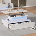 thumbnail image 4 of Noble House Lift Up Coffee Table,High-Gloss LED Lit Lifting Centre Table,White, 4 of 10