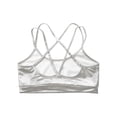 thumbnail image 5 of inhzoy Kids Girls Metallic Cross Back Dance Crop Top Spaghetti Strap Cami Gymnastics Skating Athletic Sports Bra Silver 12, 5 of 6