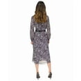 thumbnail image 2 of Michael Kors Womens Ocelot Kate Printed Belted Flounce Dress, Black, Petite, PM, 2 of 4