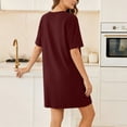thumbnail image 6 of QQZ Summer Dress for Women Crew Neck Short Sleeve Solid Basic T-Shirts Casual Midi Dresses with Pocket, 6 of 6