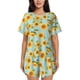 thumbnail image 1 of Balery White Polka Dot Sunflower A Conjunto de Pijama para Mujer con Estampado, Dos Piezas de Manga Corta y Shorts, Ropa de Dormir Suave con Cuello Redondo y Bolsillos-4X-Large, 1 of 6