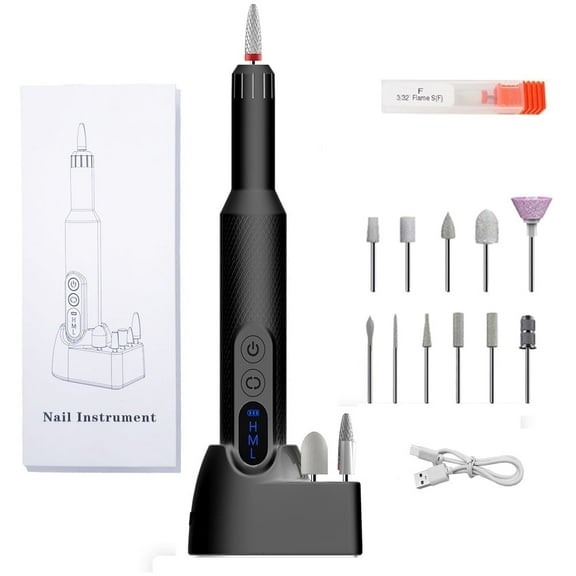Pinkiou Electric Nail Drill Cordless Nail File Rechargeable Manicure Kit for Acrylic Gel Nails Professional Nail Grinder for Home Salon Use