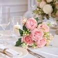 thumbnail image 5 of Artificial Persian Rose Bouquet with 5 Large Blooms and 4 Buds, 12.6 Inches, Light Pink, for Wedding Table Decor, Faux Flower Arrangement, 5 of 5