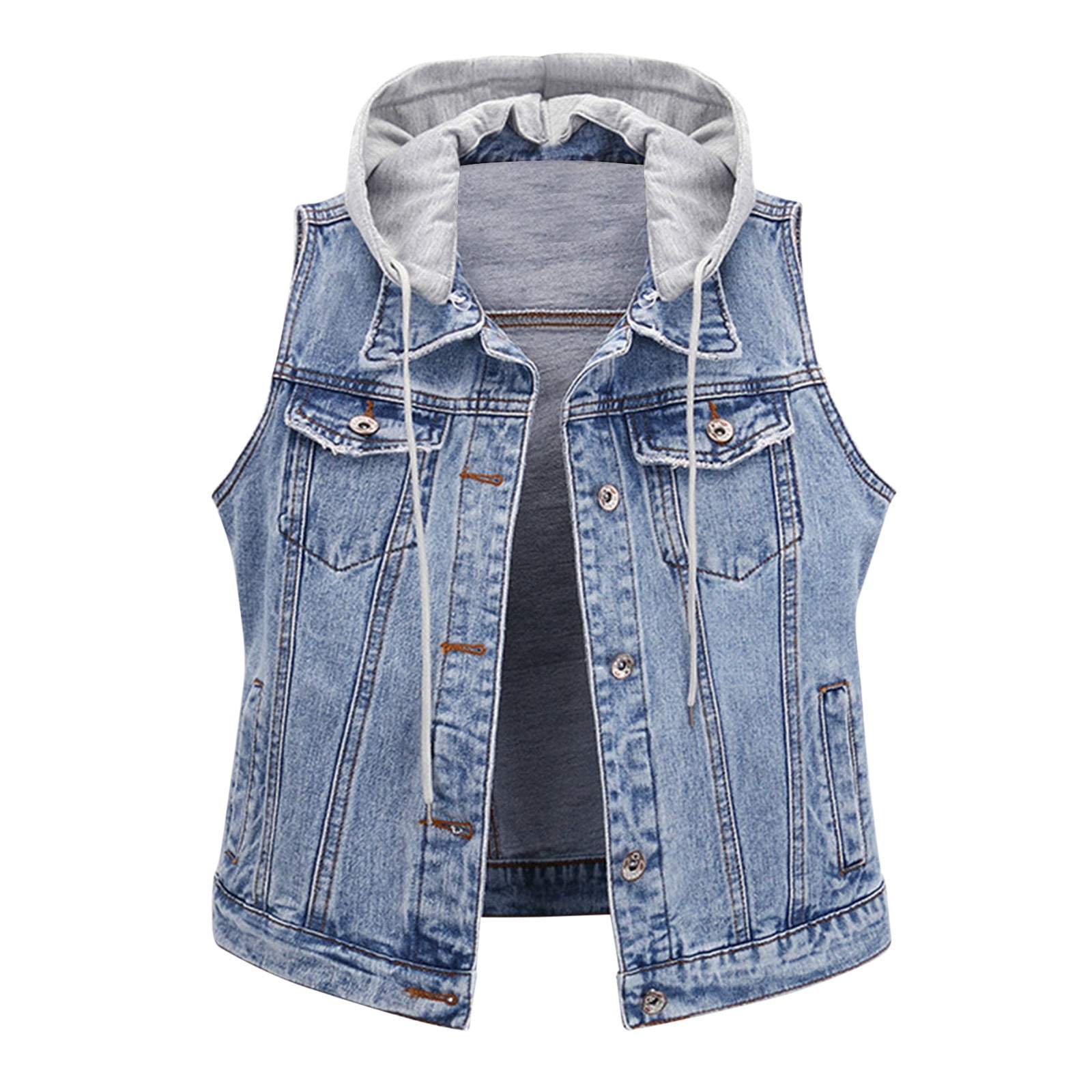 Jean sleeveless vest deals