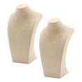 thumbnail image 1 of 2 Pcs Beige Linen Necklace Stand - Display Bust for Necklaces Pendants, 1 of 8