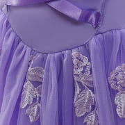 IBTOM CASTLE Little Girls Princess Halloween Cosplay Outfits for Kids Party Fancy Dress up Long Evening Gown 7-8 Years Purple