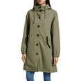 thumbnail image 4 of WTOBBY Women's Solid Color Mid-Length Hooded Rain Jacket for Outdoor Sports, Waterproof Windproof Design for Active Lifestyle,Army Green L, 4 of 6