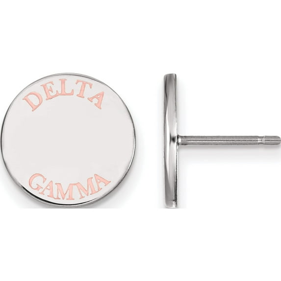 Sterling Silver Rh-Plated Logoart Delta Gamma Enameled Post Earrings (12 X 12) Made In United States ss020dg