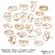 thumbnail image 4 of Juego de anillos de perlas con estilo de mariposa para mujer, personalidad, múltiples articulaciones, Joker, joyería de alta gama, 23 piezas, 4 of 6