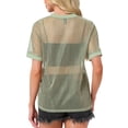 thumbnail image 3 of INSPIRAR CHIC Camiseta de Malla para Mujeres, Cubierta de Fiesta, Manga Corta, Transparente, Tallas XL, Dorado, 3 of 6