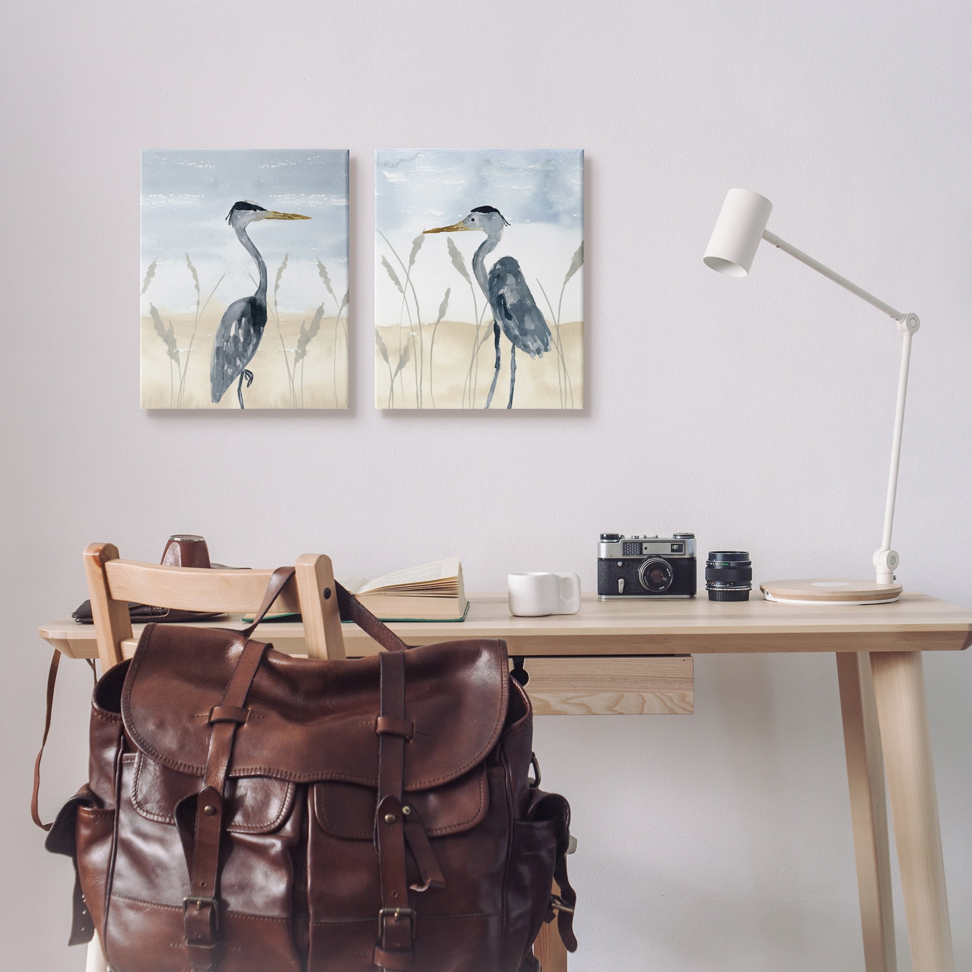 Stupell Industries Egret Sea Birds Grazing Beach Sand Seagrass Canvas Wall Art, 16 x 20, Design by Lucille Price
