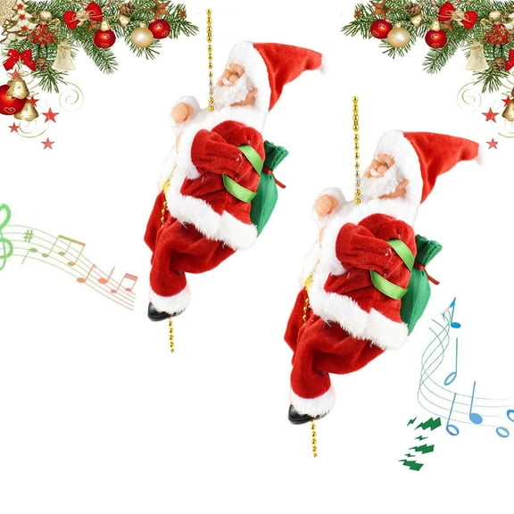 Santa Claus Musical Climbing Rope, 2026 Electric Climbing Santa on Rope, Hanging Climbing Santa on Rope with Funny Musical, Climbs Up and Down, for Christmas Tree Fireplace Home Decor