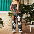 thumbnail image 4 of Womens Halloween Jumpsuits Cute Print Baggy Casual Wide Leg Romper Tie Strap Cotton Linen Pants, 4 of 7