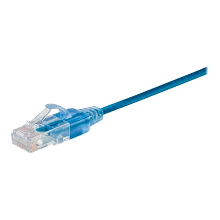 UPC: 0889028084021 | Monoprice SlimRun – Patch cable – RJ-45 (M) to RJ-45 (M) – 50 ft – 0.1 in – UTP – CAT 6a – molded  snagless  stranded – blue (pack of 10)