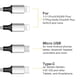thumbnail image 2 of Cable de carga Puxnoin Multi 4 en 1 tipo C micro USB de 4 pies plateado, 2 of 5