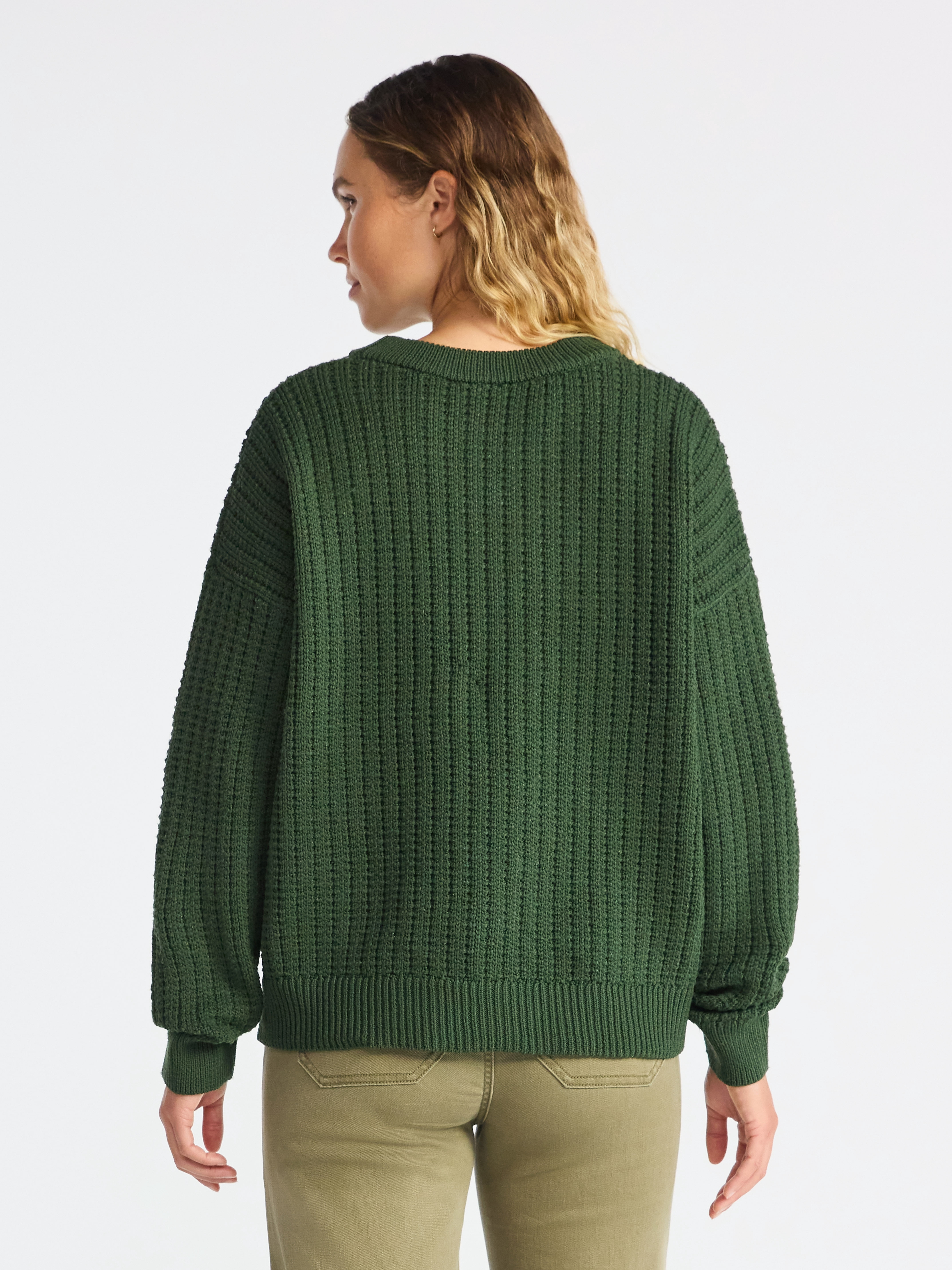 Time and Tru Women's and Women’s Plus Textured Stitch Sweater, Midweight, Sizes XS-4X