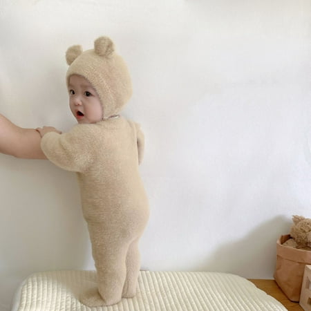 

ins Explosive Baby Clothes Autumn and Winter Cute Bear Jumpsuit for Boys and Girls Baby Newborns Go Out Warm Pajamas