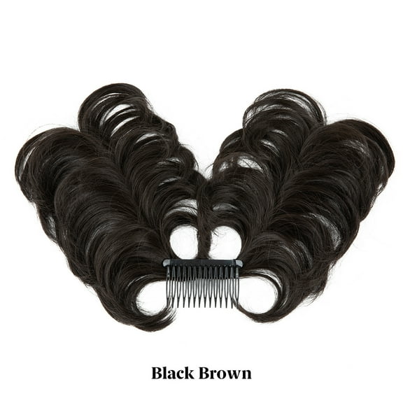 Nvzi -b Messy Bun Hair Piece Side Comb Clip in Hair Bun Hairpiece for Women Short Natural Straight Versatile Adjustable Styles Easy Hair pieces ，Black Brown