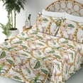 thumbnail image 3 of Ambesonne Retro Fitted & Flat Sheet with Shams 4 Pcs Set, Lily Flowers Chain Look Print, Full, Blush Mustard Fern Green, 3 of 5