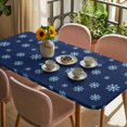 thumbnail image 3 of Christmas Table Cloths for 4 Foot Rectangle Tables, Snowflakes Xmas Blue Winter Minimalist Patio Waterproof Elastic Fitted Tablecloths, Washable Rectangular Table Cover for Camping, 3 of 8