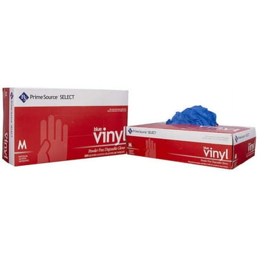 Bunzl Prime Source Powder Free Medium Blue Vinyl Gloves -- 1000 per case.