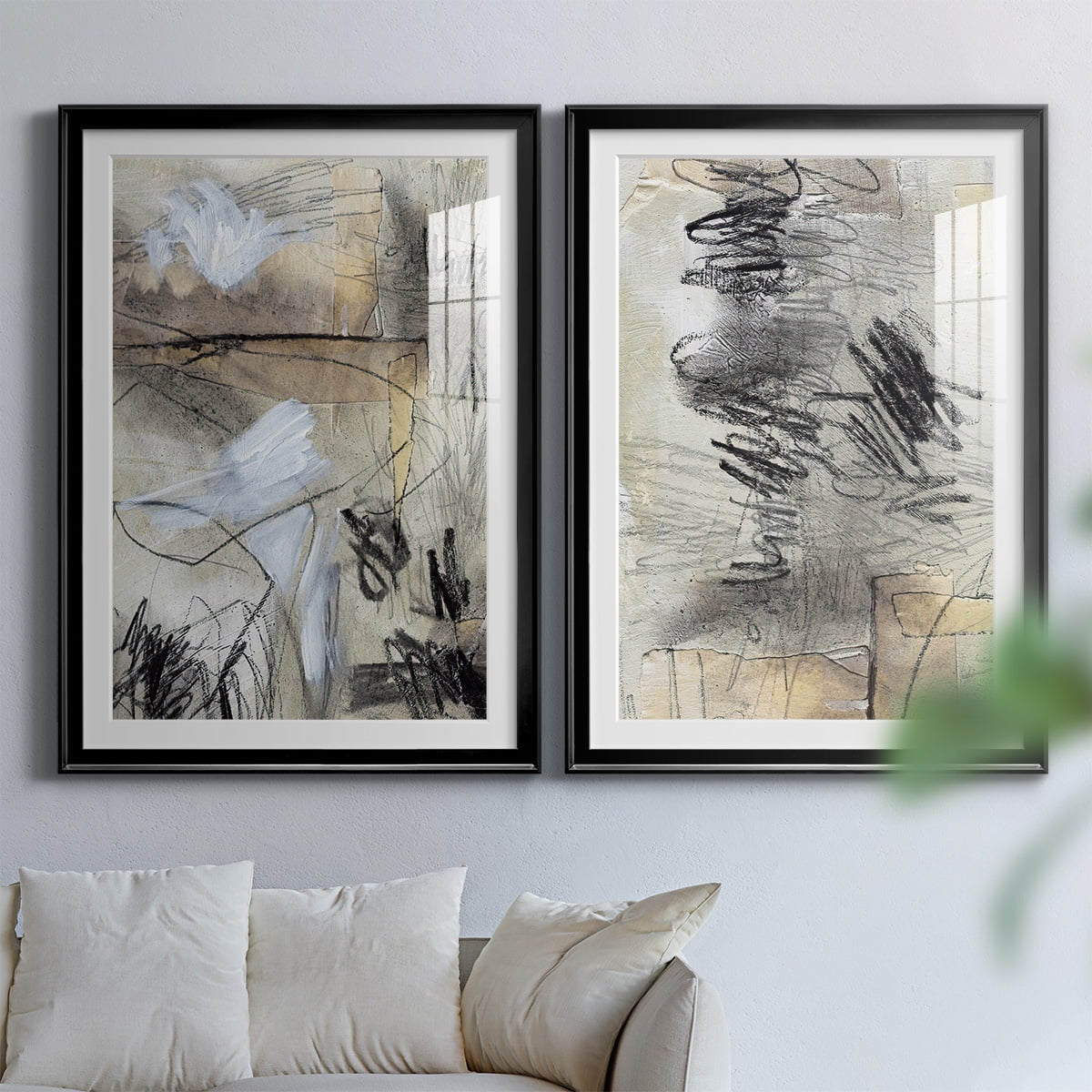 Wexford Home Masked Notes I Premium Framed Print, 26.5" x 36.5" - Ready to Hang, Black (Set of 2)