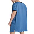 thumbnail image 4 of PENGXIANG Chemise de Nuit pour Hommes en Coton Pyjama Col en V Manches Courtes, 4 of 6