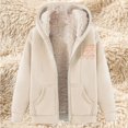 thumbnail image 2 of Oalirro Fleece Lined Coat for Women Zip Up Casual Winter Warm Overcoat Hooded Outwear Heart Print Jacket with Pockets, 2 of 5