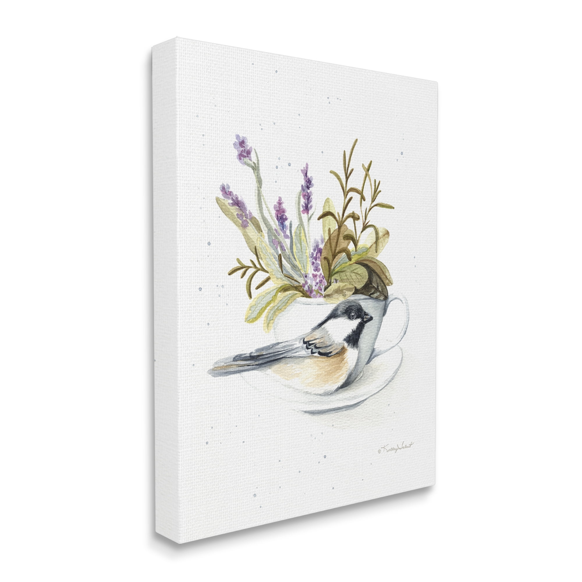 Stupell Industries Bird & Floral Teacup Animals & Insects Painting Gallery Wrapped Canvas Print Wall Art, 36 x 48