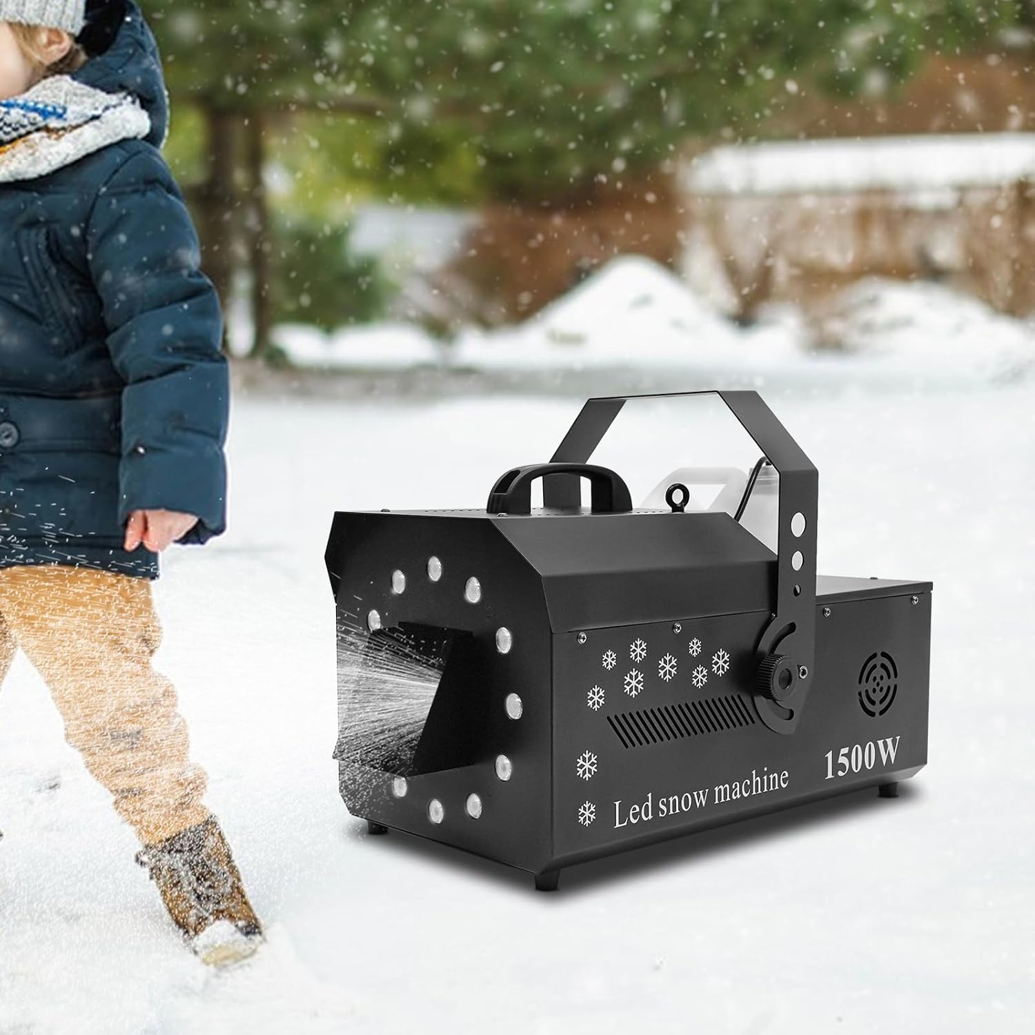 3-in-1 LED Snowflake Machine, Equipped W/ 12 RGB LED Lights and 3 Lighting Function Modes, 5.3Qt Large Capacity, for Theaters, Parties, Weddings, Christmas, and Business Events