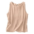 thumbnail image 2 of Tank Tops for Women Lightweight Cotton Linen Crewneck Pleated Loose Casual Sleeveless Shirt Summer Outfits, 2 of 8