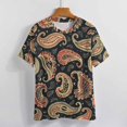 thumbnail image 3 of Intricate Paisley Pattern Rich Colors Dark Background Women's Short Sleeve Tops Casual Blouses T Shirt, 3 of 6