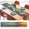 thumbnail image 3 of Blue and Orange Table Runner, Vintage Abstract Messy Rust Painting Table Runners for Kitchen Coffee Table Family Dinners Holiday Parties Wedding Events Decor(13x72 inch), 3 of 6