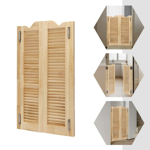 Wood Color Swinging Door Double Half Door Double-hinged Door With Hinges