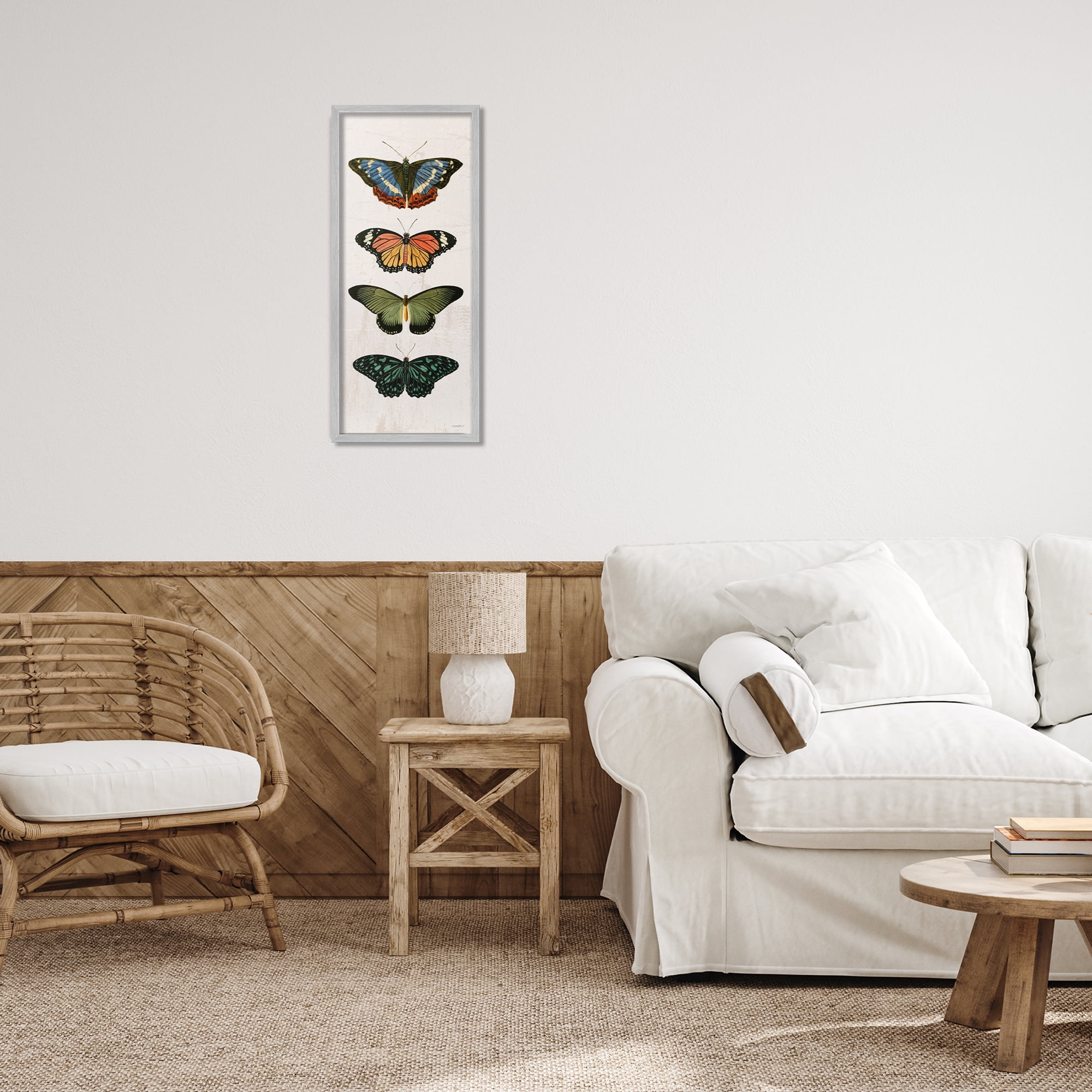 Stupell Industries Butterfly Lineup Vintage Gray Framed Giclee Art, design by Dan Meneely