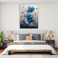 thumbnail image 4 of Mudket Blue and Orange Canvas Wall Art, Framed Ready to Hang, Modern Floral Wall Decor for Living Room Bedroom Office, Abstract Botanical Artwork - 12"L x 8"W, 4 of 10